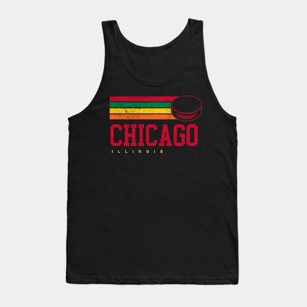 Chicago Hockey Retro Vintage Stripes Tank Top by Ruffeli